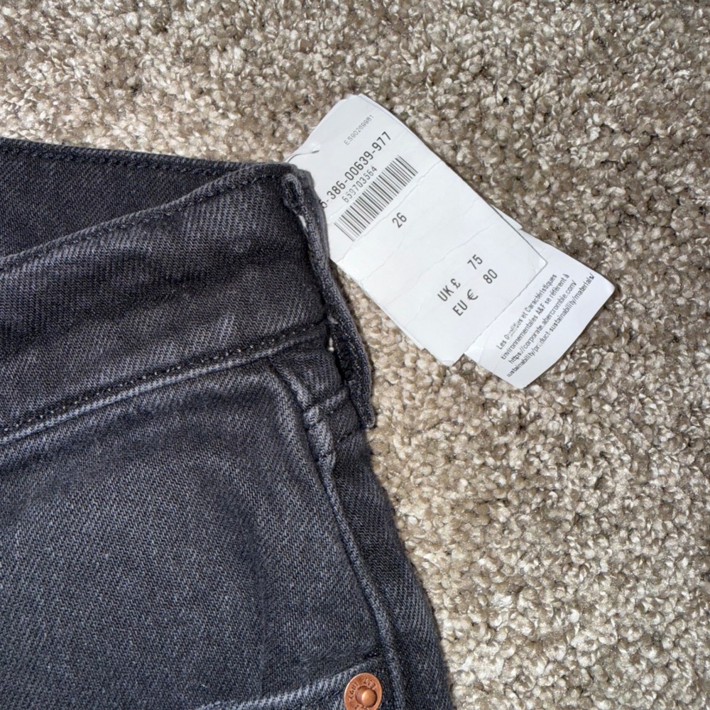 Abercrombie & Fitch 90s Straight Jeans Womens 26 Black NEW Curve Love Mid Rise - Picture 3 of 4